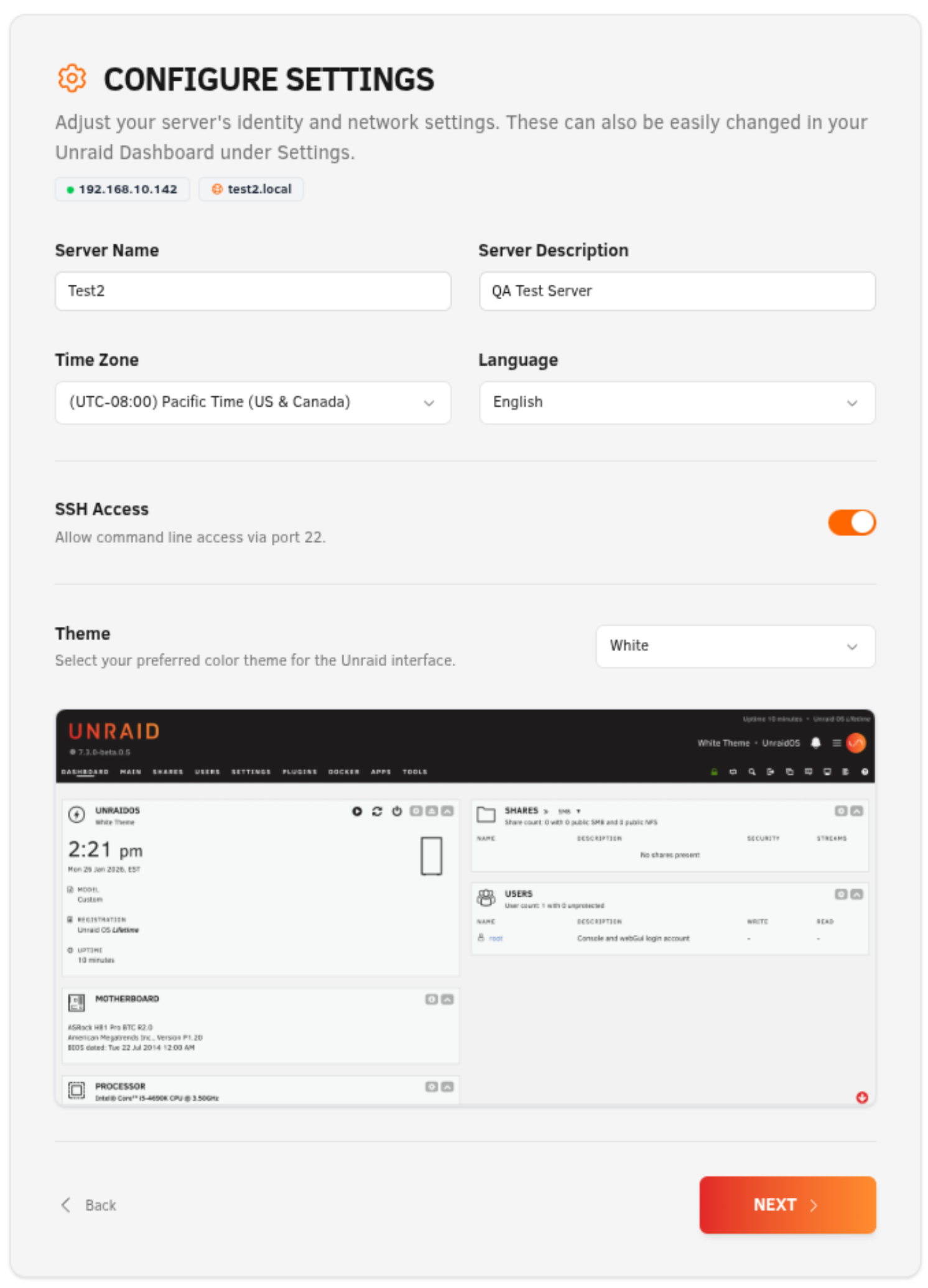 Étape 2 : Configurer les paramètres